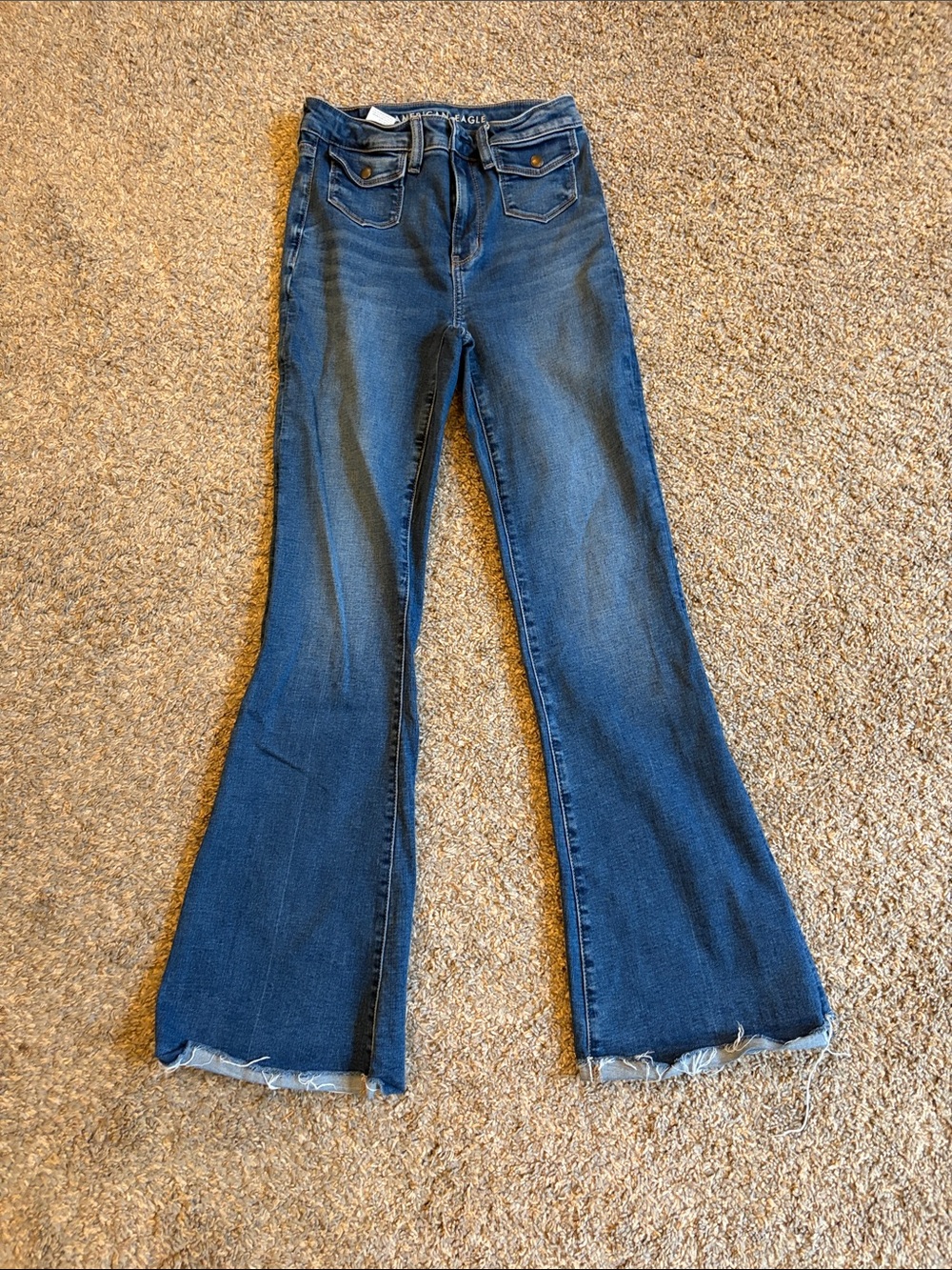 American Eagle High-Waist Dark Blue Flare Jeans